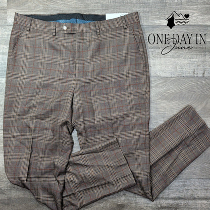 Ralph Lauren Edgewood Plaid Wool Dress Pants Brown NWT Size 38X32
