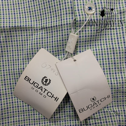 Butagchi Uomo Check Long Sleeve Button Front Shirt Blue Green NWT Size 16 34/35