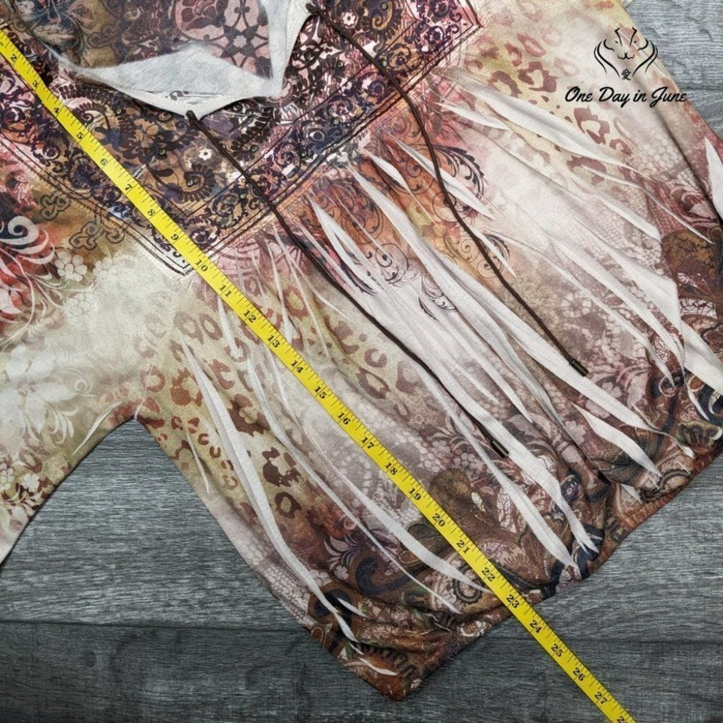 Unity World Wear Petite 3/4 Sleeve Boho Style Top Size PL
