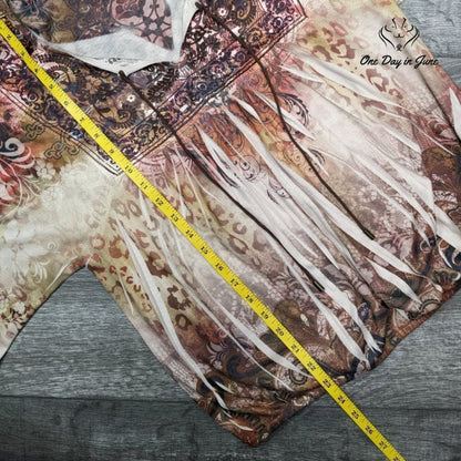 Unity World Wear Petite 3/4 Sleeve Boho Style Top Size PL