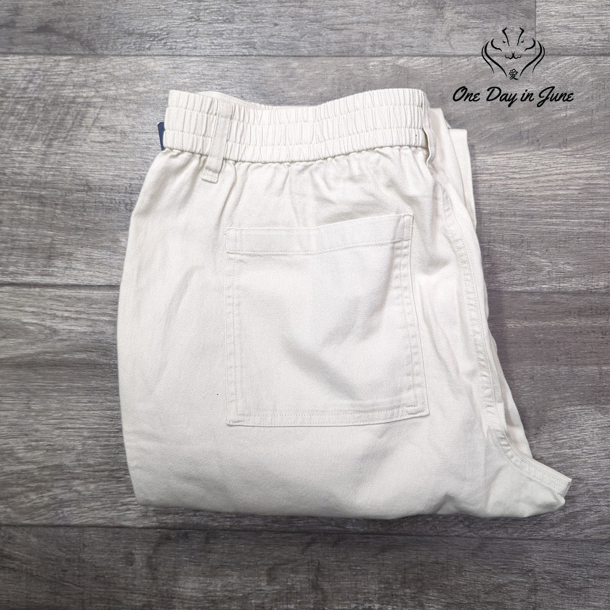 Gap Twill Jogger Pants Birch Cream Mid Rise NWT Size L