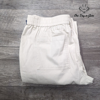 Gap Twill Jogger Pants Birch Cream Mid Rise NWT Size L
