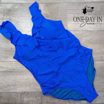 Blooming Jelly Ruffle Shoulder One Piece Swimsuit Size XL