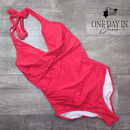 Aleumdr Twist Front Halter One Piece Swimsuit Size M