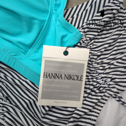 Hanna Nikole Plus Size Cross Front High Waist Bikini Swimsuit NWT Size 12W