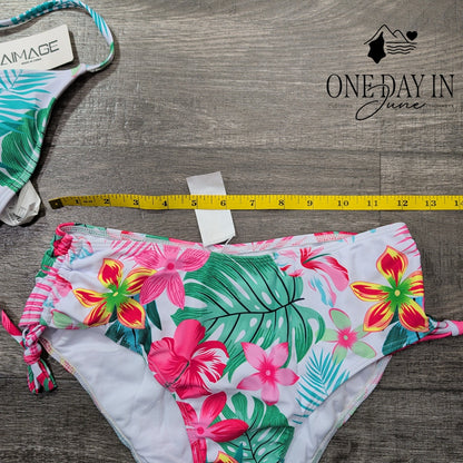 Aimage Floral Drawstring Bikini Swimsuit Size S