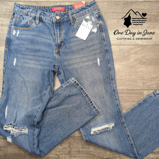 Guess Distressed Straight Leg Jeans Size 26 (2)