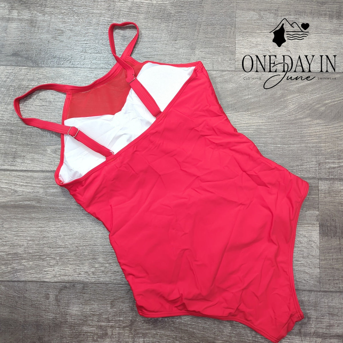 Suuksess High Neck Mesh Tummy Control One Piece Swimsuit Red Size M