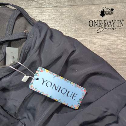 Yonique Blouson Tankini Swimsuit Size L