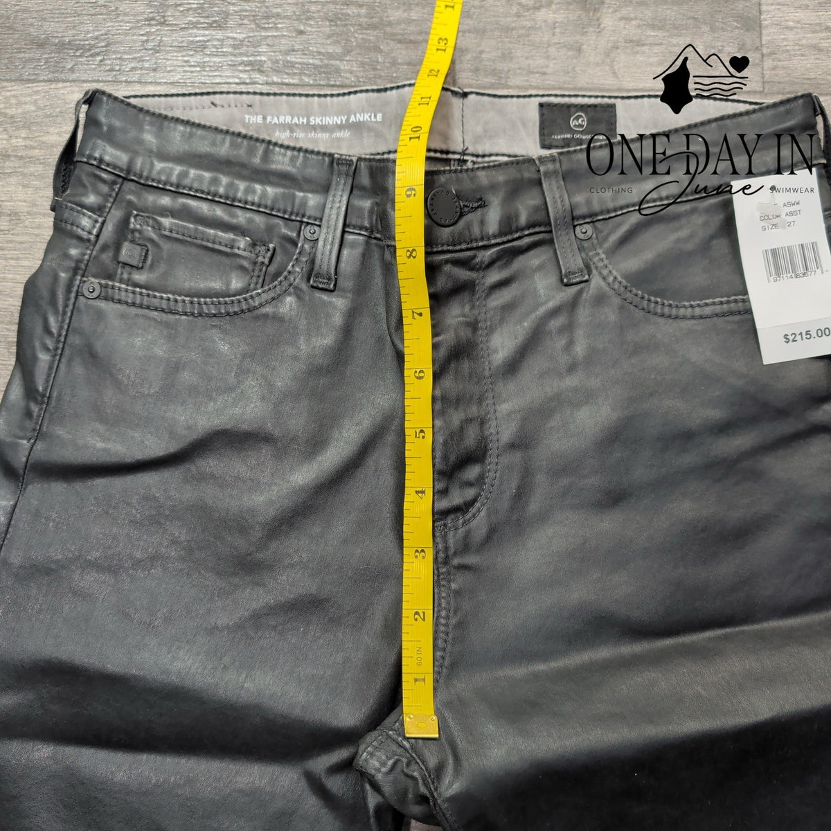 AG Adriano Goldschmied Farrah Skinny Ankle Coated Jeans Black NWT Size 4 (27)