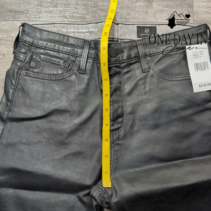 AG Adriano Goldschmied Farrah Skinny Ankle Coated Jeans Black NWT Size 4 (27)