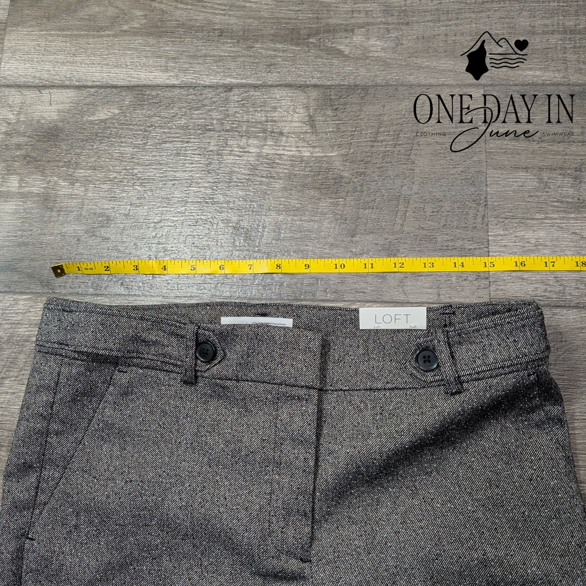 Loft The Riviera Slim Mid Rise Dress Pants Gray Tweed NWT Size 6