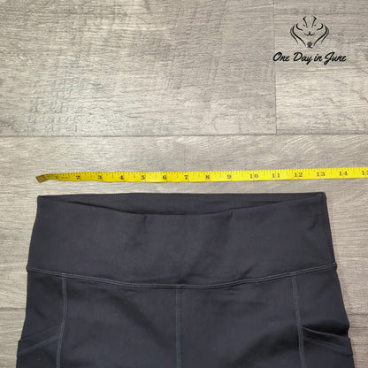 Hue High Waist Yoga Biker Shorts Black Side Pockets Athletic Size S