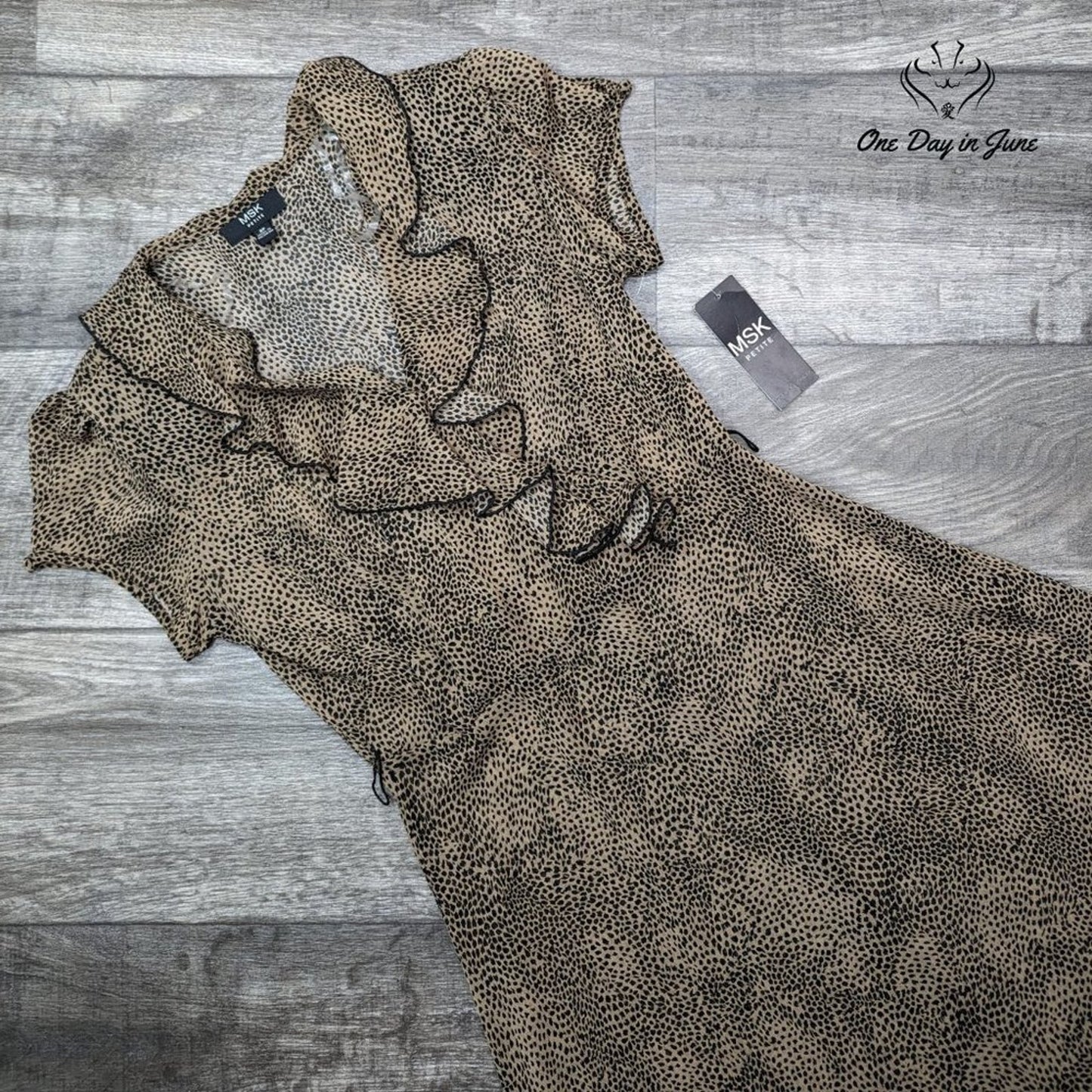 MSK Petite Sheer Ruffle Collar Dress Size 8P