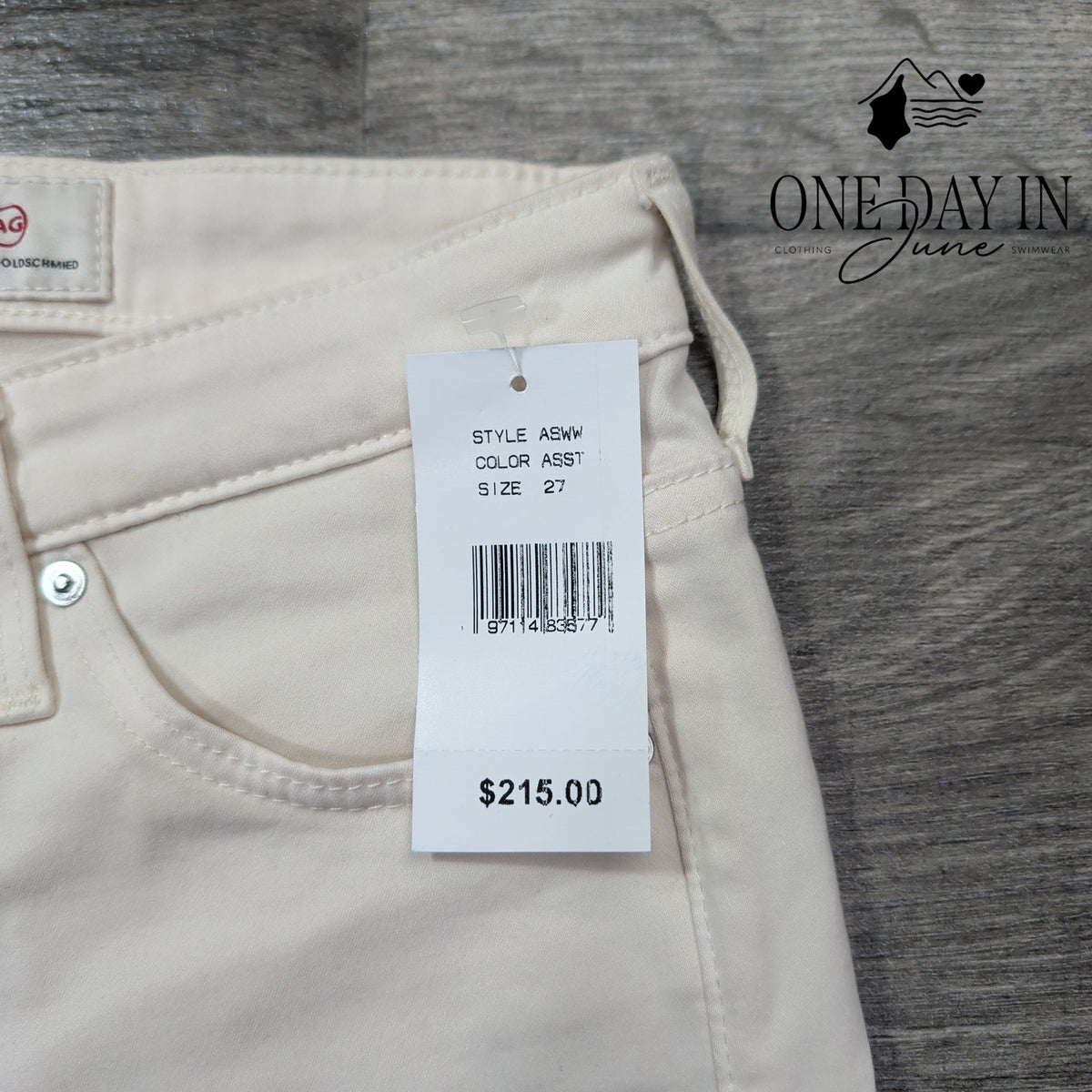 AG Adriano Goldschmied The Prima Cigarette Leg Jeans Cream Skinny NWT Size 4