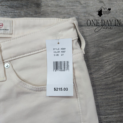 AG Adriano Goldschmied The Prima Cigarette Leg Jeans Cream Skinny NWT Size 4