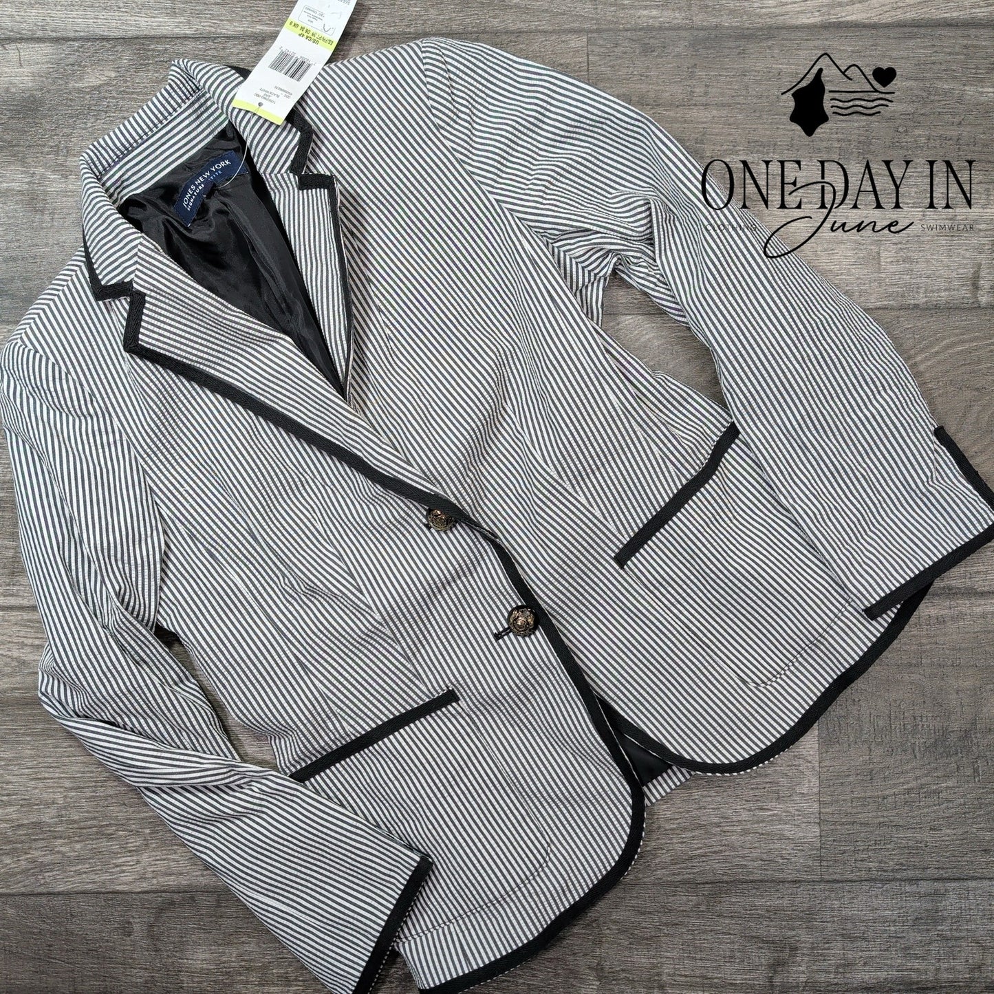 Jones New York Petite Striped 2 Button Blazer Size 4P