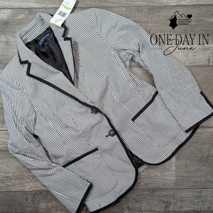 Jones New York Petite Striped 2 Button Blazer Size 4P
