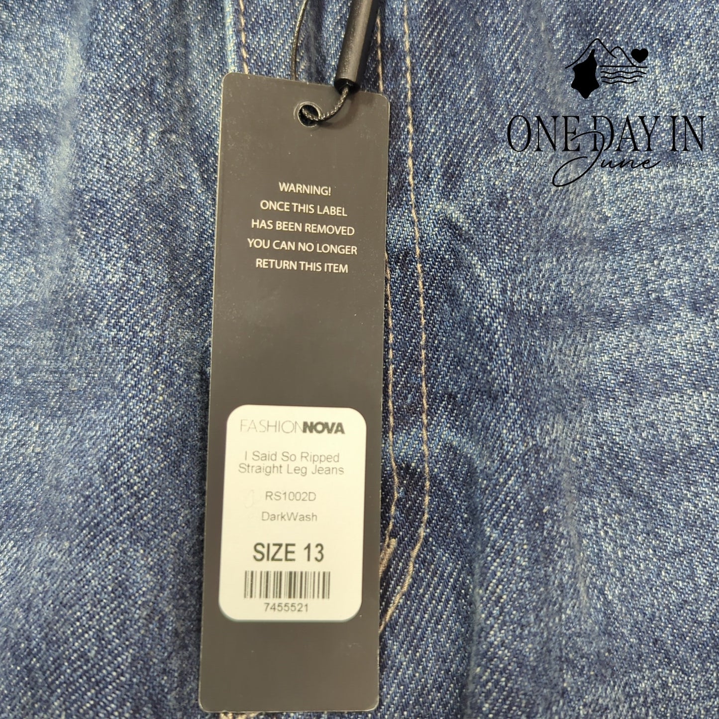 Fashion Nova Juniors I Said So Ripped Straight Leg Jeans Size 13