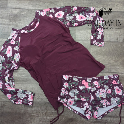Adisputent Long Sleeve Rashguard Tankini Swimsuit Size L