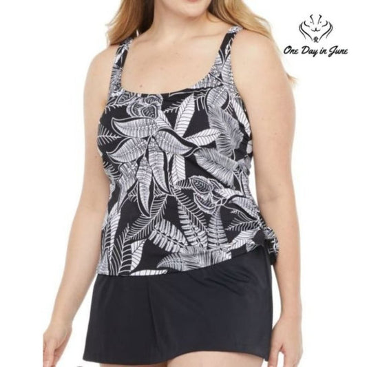 Azul by Maxine of Hollywood Leaf Swim Dress Size 12