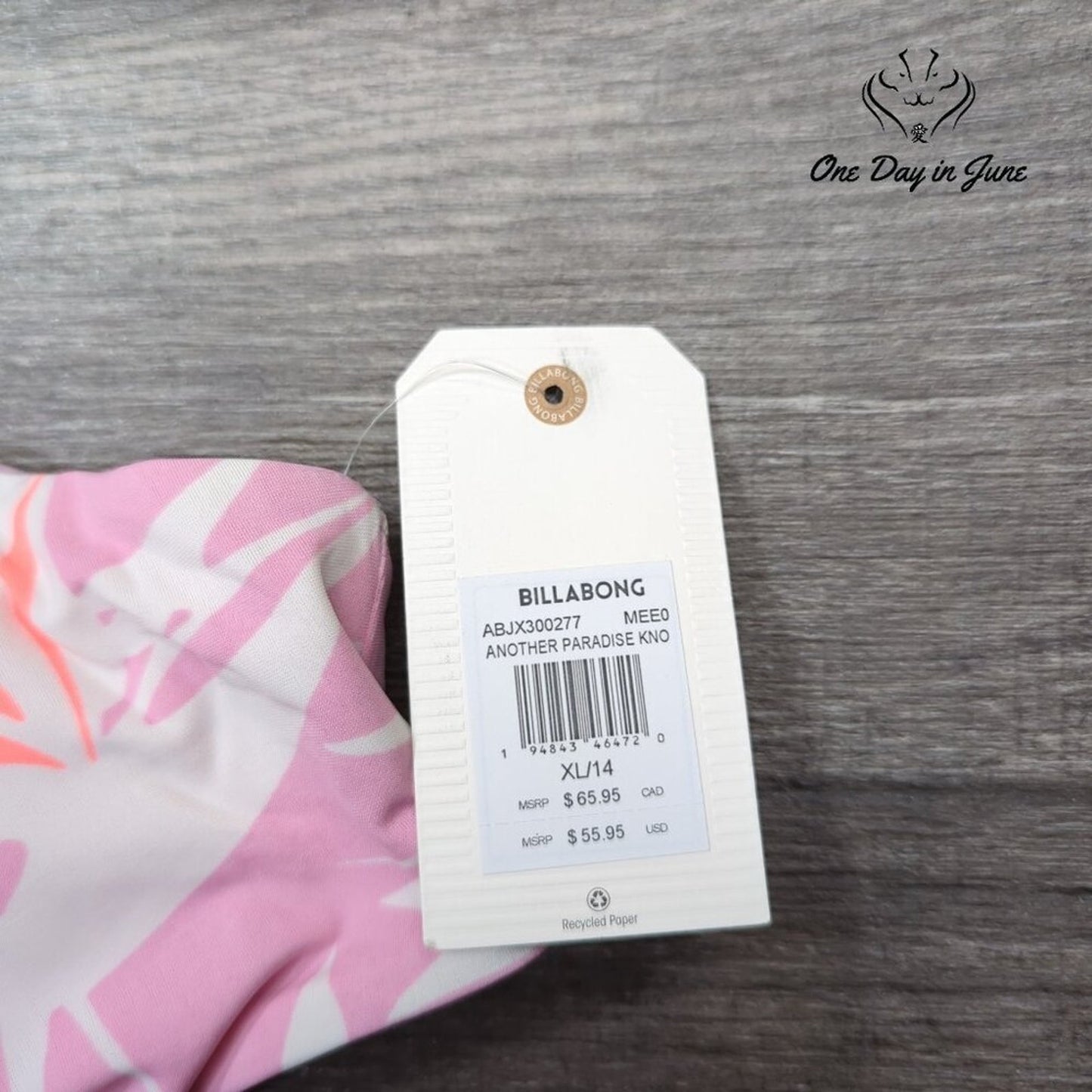 Billabong Another Paradise Knot Bikini Top Pink Floral NWT $55.95 Size XL