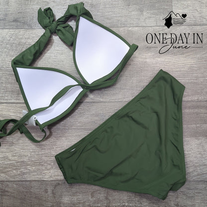 Charmo Halter Tie Back Molded Cup Bikini Swimsuit Size M