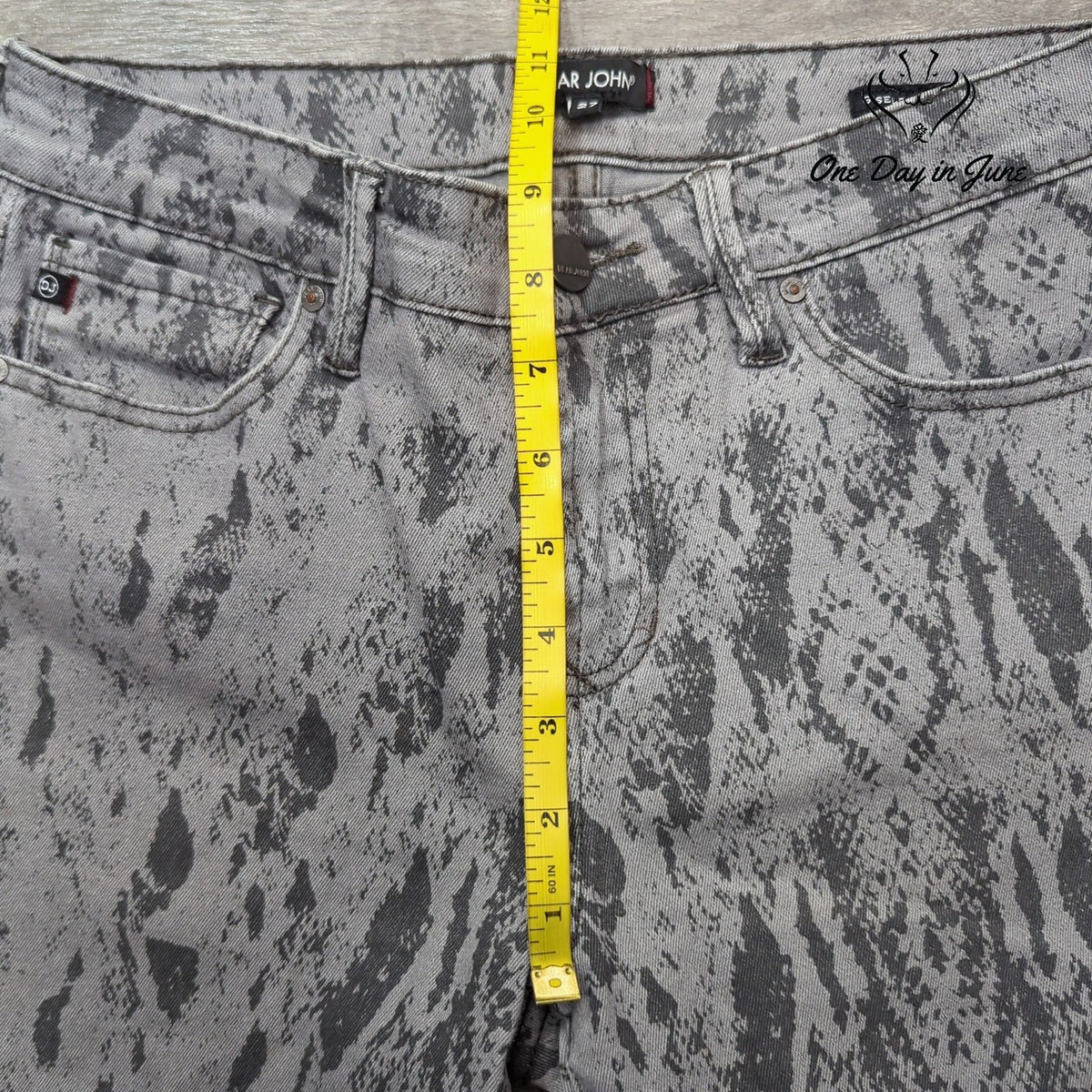 Dear John Gisele High Waisted Skinny Jeans Gray Animal Print Size 27 (4)