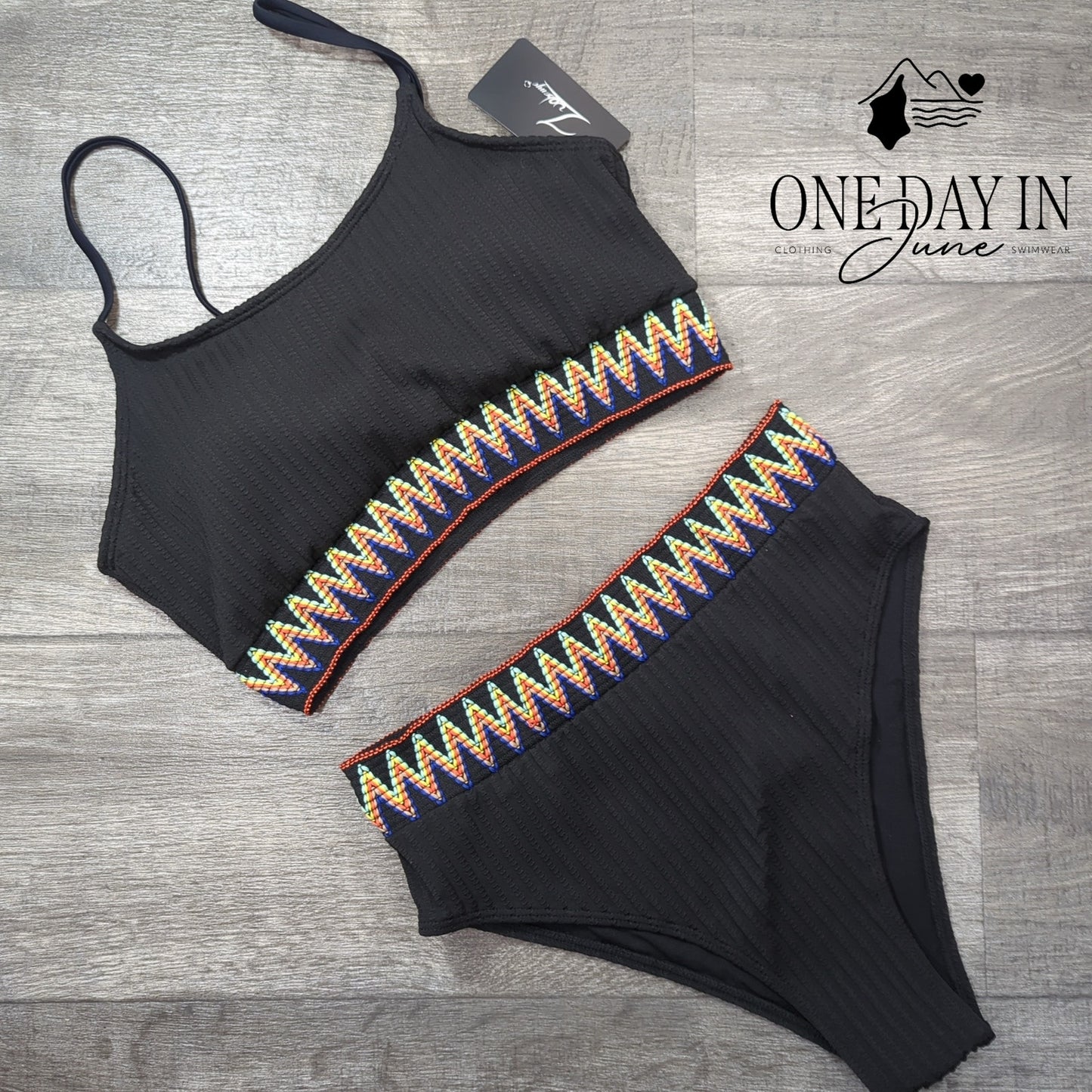 Zuobango High Waist Crop Bikini Swimsuit Size L