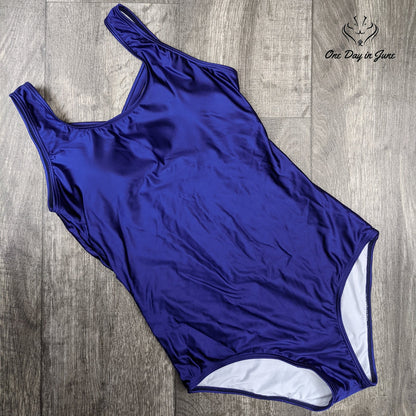 Aleumdr Athletic One Piece Swimsuit Navy Blue Criss Cross Back Size M