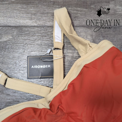 Aidonger Cross Strap Tankini Swimsuit Size M