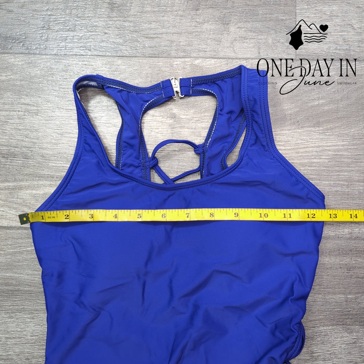 Adisputent Lace Up Back One Piece Swimsuit Royal Blue Size M