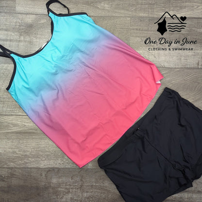 Urchics Ombre Boyshort Tankini Swimsuit Size XL