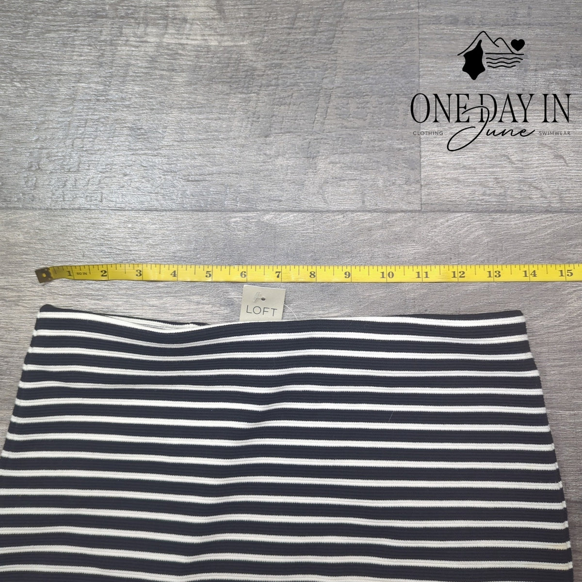 Loft Petite Striped Pencil Skirt Navy White Stretch Knit NWT Size XSP