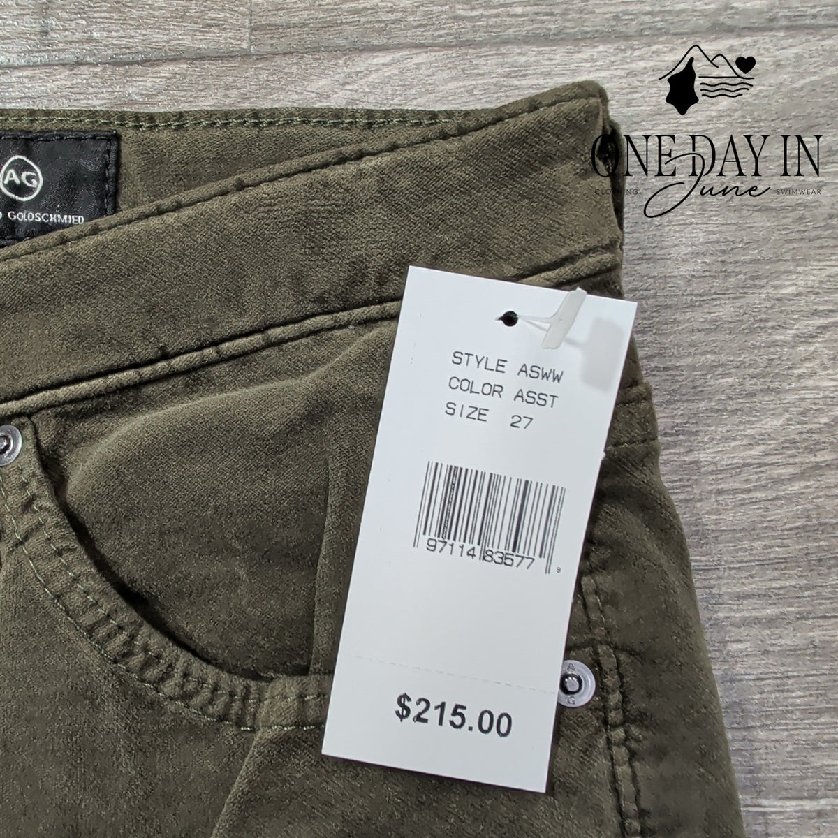 AG Adriano Goldschmied Jodi Crop Velveteen Flare Pants Olive NWT $215 Size 4 (27