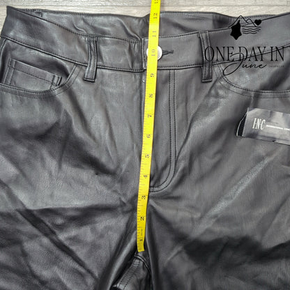 INC International Concepts Faux Leather Flare Pants Size 10
