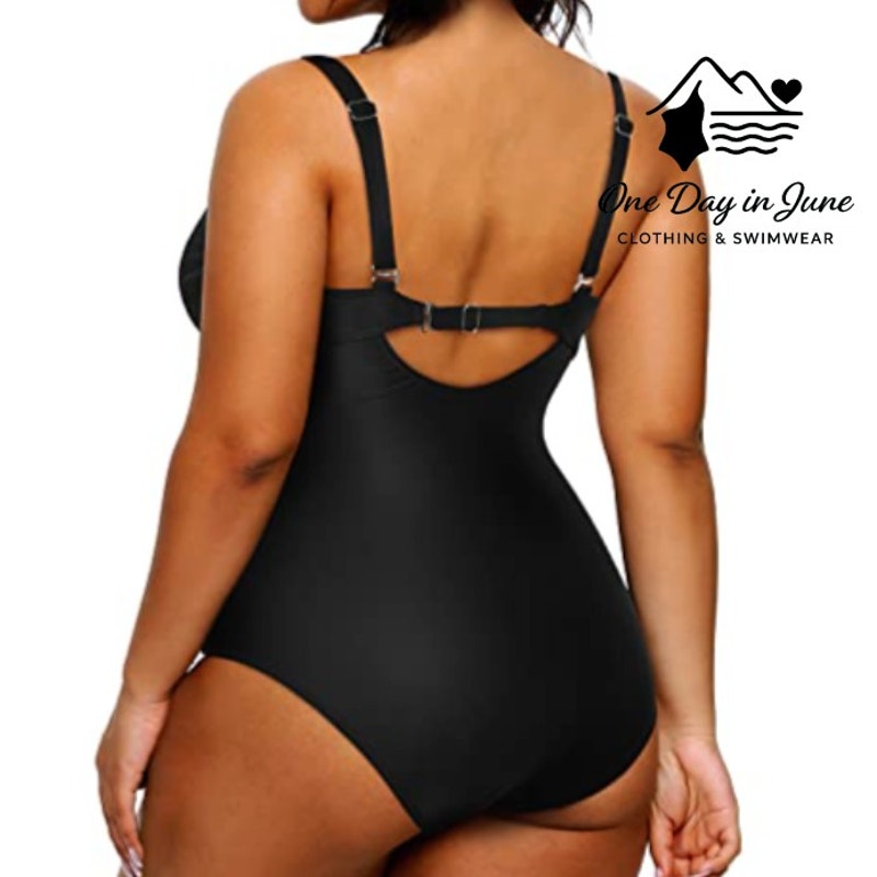 Yonique Plus Size Cross Front Tummy Control One Piece Size 22W