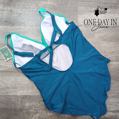 Eomenie Cross Front Tie Back One Piece Swimsuit Size 2XL