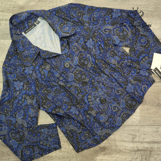 Briggs New York Paisley 2 Button Blazer Jacket Blue Black NWT Size 16W