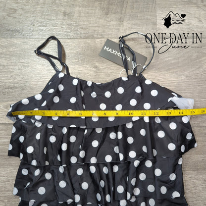 Maxmoda Tiered Polka Dot One Piece Swimsuit Size M