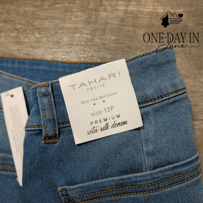 Tahari Petite Mid Rise Mini Boot Jeans Size 12P