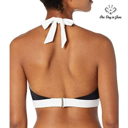 Coastal Blue Retro Halter Knotted Bikini Top Swimsuit Size S (4-6)