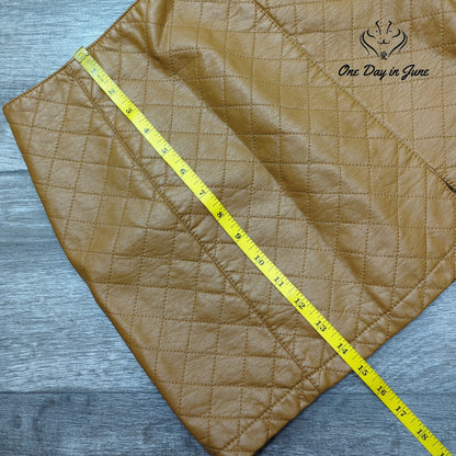 Forever 21 Quilted Faux Leather Mini Skirt Camel Tan Brown Size S