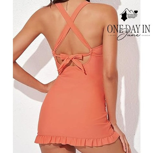 CharmLeaks Plus Size Twist Front Tankini Swimsuit Size 20W
