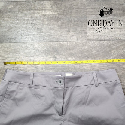 Loft Flat Front Chino Shorts Gray Taupe NWT Size 12