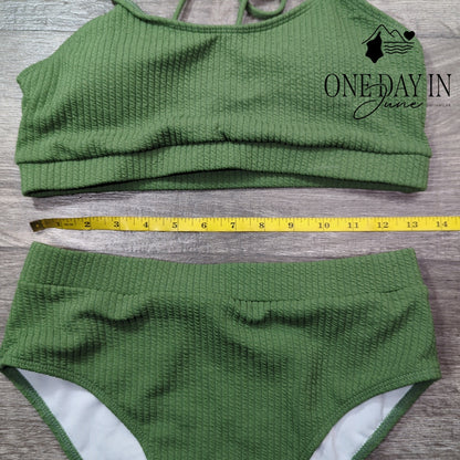 Aleumdr Textured Crop Bikini Swimsuit Size M