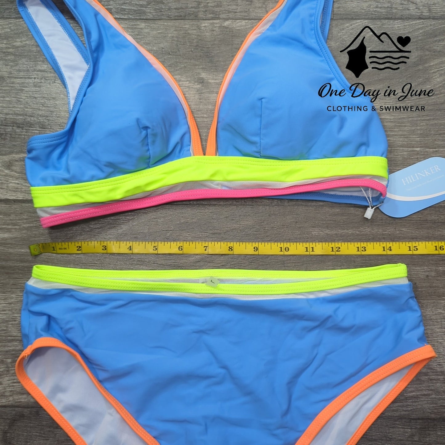 Hilinker V Neck High Waist Bikini Swimsuit Size L