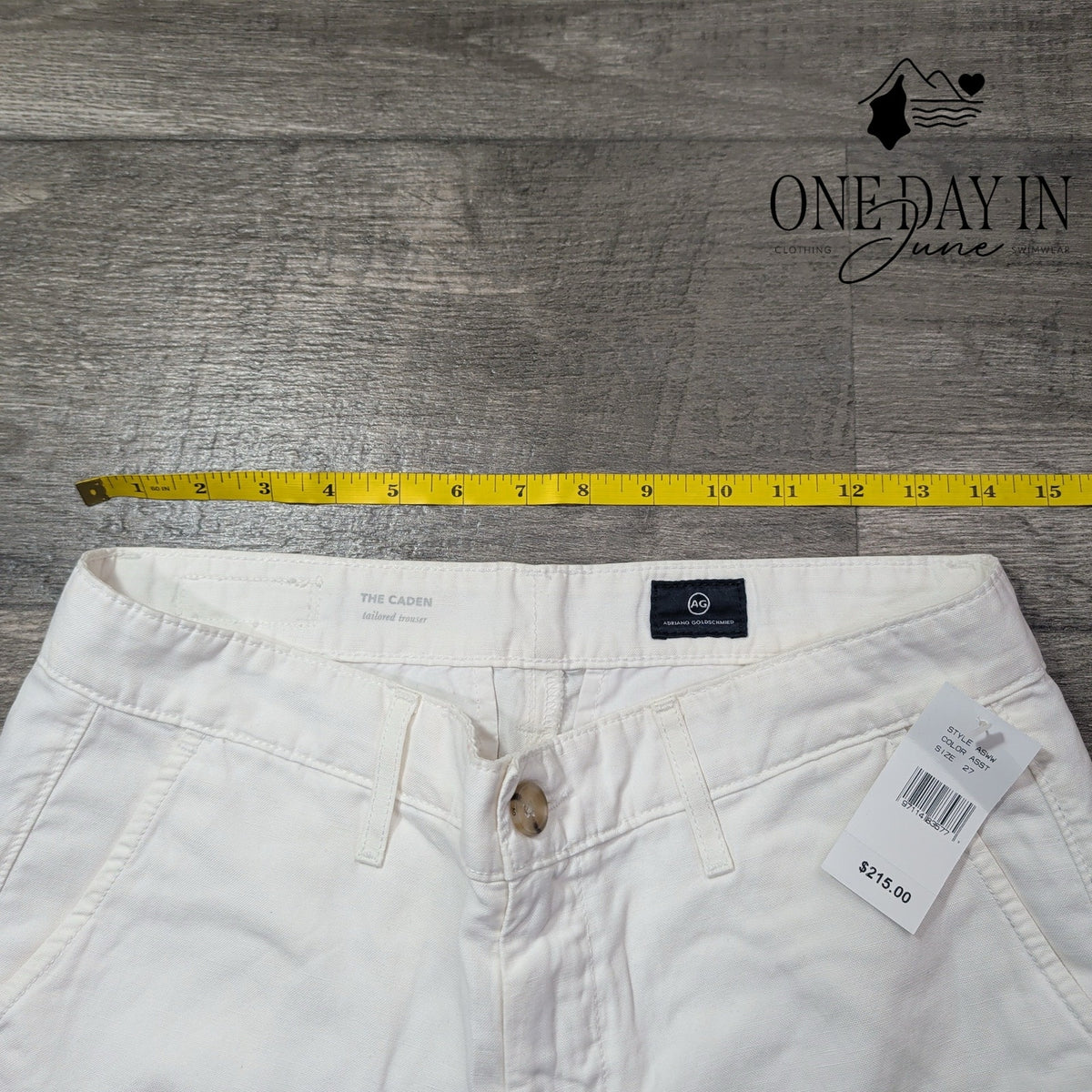 AG Adriano Goldschmied The Caden Tailored Trouser Pants White NWT Size 4 (27)