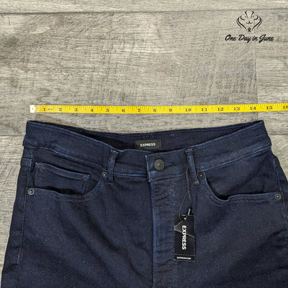 Express High Rise Skinny Jeans Dark Indigo Blue Stretch NWT Size 12/S