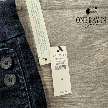 Talbots High Waist Straight Leg Dark Wash Denim Jeans NWT Size 4
